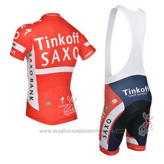 2014 Abbigliamento Ciclismo Tinkoff Saxo Bank Campione Danimarca Manica Corta e Salopette